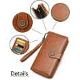 thumbnail image 4 of EHIW Wallets for Women Leather Credit Card Holder with RFID Blocking Large Capacity Wristlet , Brown, 4 of 5
