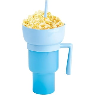 Snack and Drink Cup Set avec Paille Léger Creative Boisson Tasse Tasses  Cadeaux Regarder Film pour Adultes et Enfants Fête Bleu