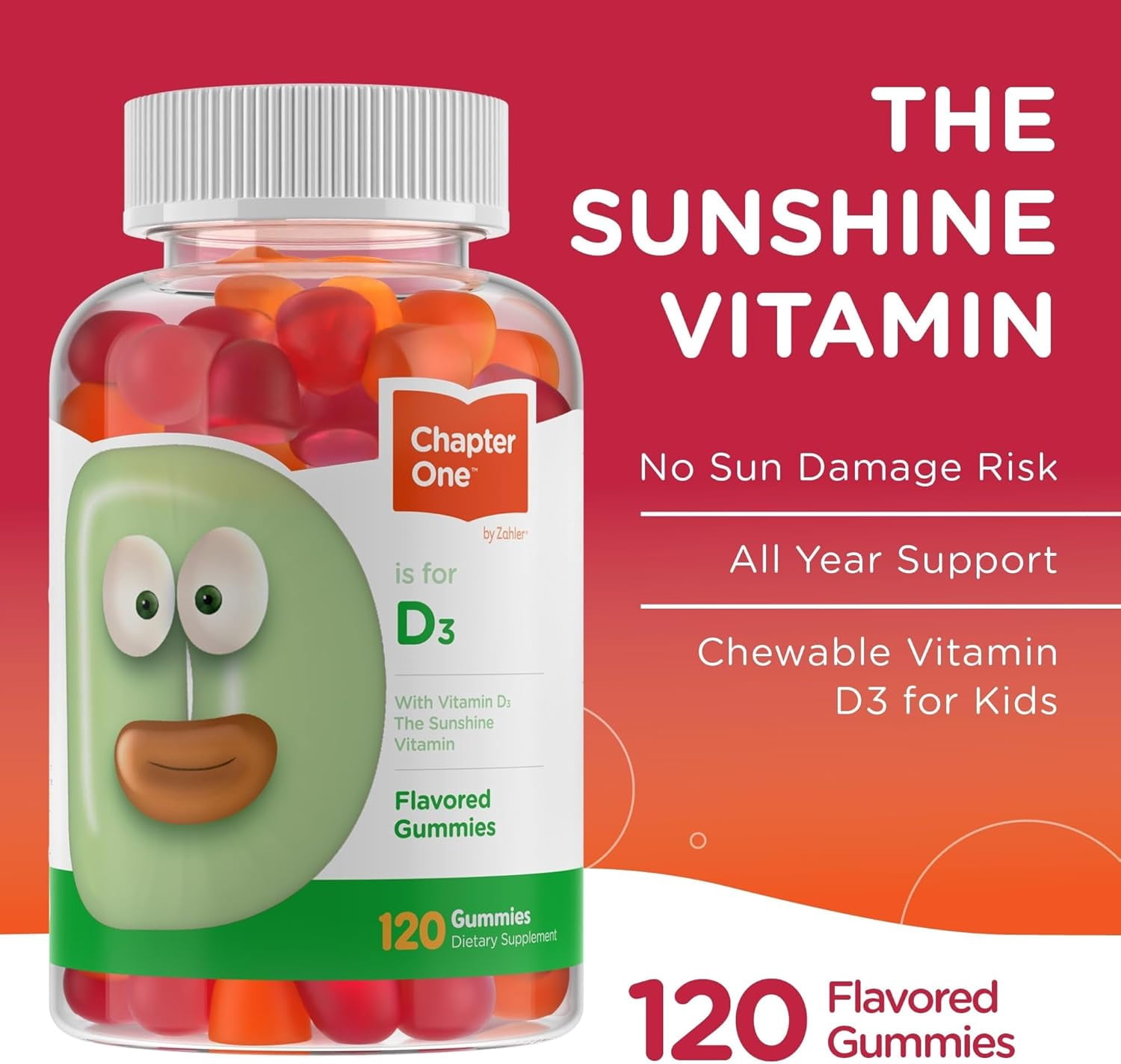 Zahler Chapter One Vitamin D3 Gummies 1000 IU, 120 Count, Kids & Adults, Immune Support, Vitamin D Supplement, Kosher