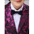 thumbnail image 3 of Visaccy Boy's Gentleman 4pcs Suit Set , Feather Pattern Coat, Formal Wear For Speech Performance Birthday Party, Kid's Clothes For Spring Fall Winter Purple, 3 of 5