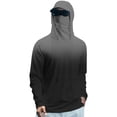 thumbnail image 2 of Men's UPF 50+ Sun Protection Hooded Shirt with Integrated Face Cover Long Sleeve Lightweight Rash Guard Shirts L Dark Gray, 2 of 5