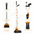 thumbnail image 2 of CshidWorld Broom and Dustpan Set for Home, Stainless Steel Ergonomics 50" Long Handle Broom with Self Cleaning Dustpan Teeth, Black Orange Brooms for Floor Ideal for Pet Hair Home Kitchen Offile, 2 of 8