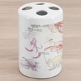 thumbnail image 1 of Dragonfly Ceramic Toothbrush Holder, Floral Design Hibiscus Ornaments Moth Dragonfly Symbolic Transformation Creature, Versatile Countertop for Bathroom, 4.5" X 2.7", Multicolor, by Ambesonne, 1 of 4