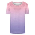 thumbnail image 4 of Fengqque Women's Summer Round Neck Short Sleeve Gradient Casual Tops Tshirt Waist-cinching Loose Summer Tops for Women Pink XXL(XXL), 4 of 4