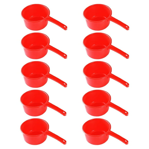 10 Pcs Red Bailer Plastic Spoons Water Ladle Bathing Bailers Household Scoop Long Handle Kitchen Baby