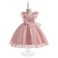 thumbnail image 6 of YWDJ Toddler Girls Net Yarn Mesh Bow Ruffles Birthday Party Gown Long Dresses Pink 9T, 6 of 9