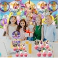 thumbnail image 4 of Long Hair Princess Party Supplies Balloons Cake Topper Birthday Set Decorations Kit Fans, 4 of 7