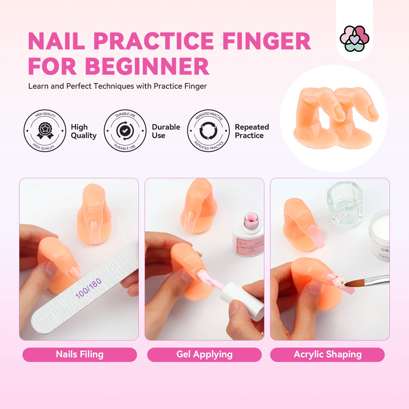 SAVILAND Acrylic Nail Kit with Everything: Acrylic Powder and Acrylic Liquid Set with Gel Nail Polish Practice Finger Nail Decoration Nail Art Accessory for Beginner