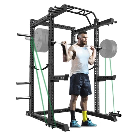 MAJOR LUTIE Commercial Power Cage 2000 Lbs. Capacity 3 In. x 3 In. Power Rack Squat Rack with Landmine and Attachments