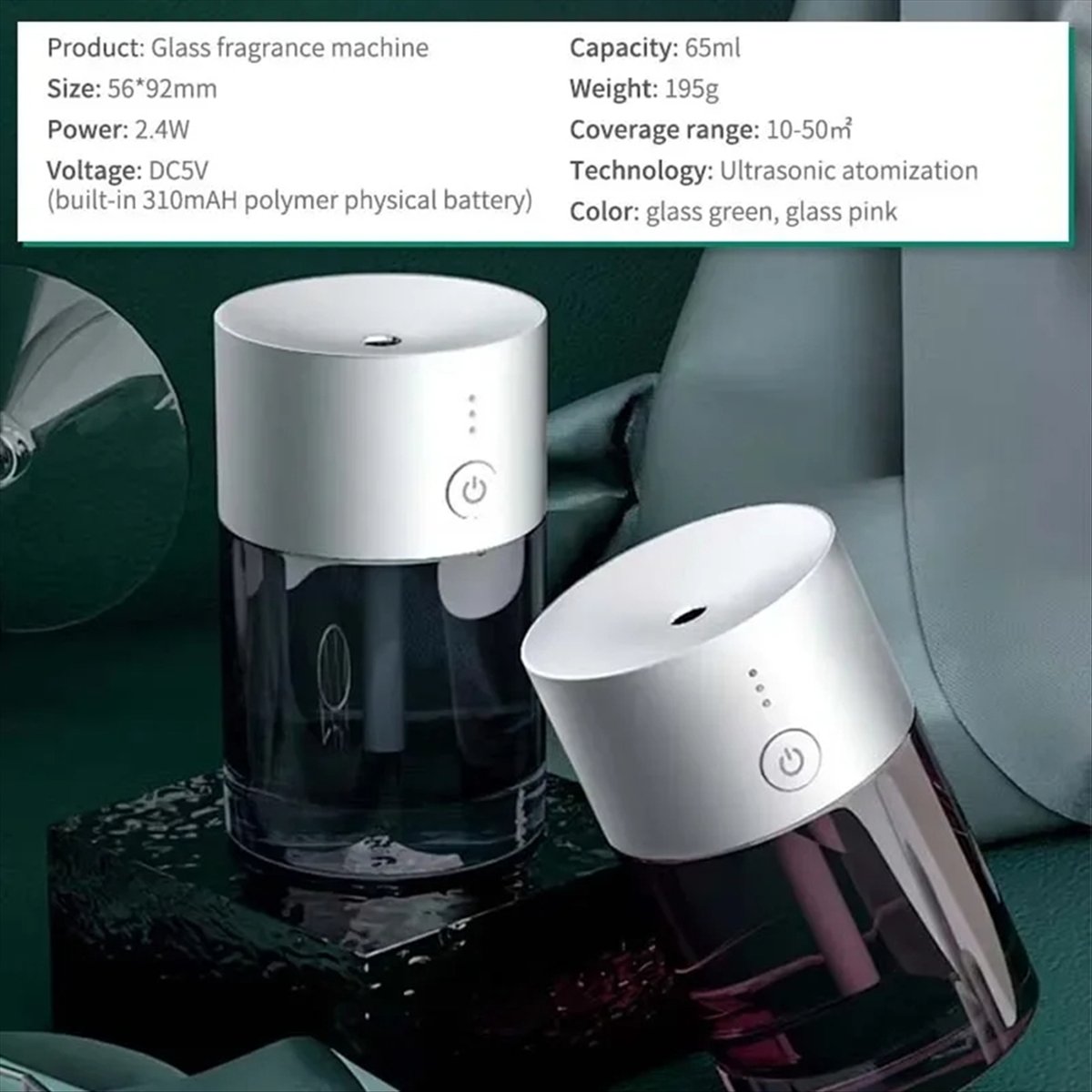 Car Air Freshener USB Rechargeable Essential Oil Diffuser Room Fragrance Diffuser Cool Mist Humidifier Scent Machine,B