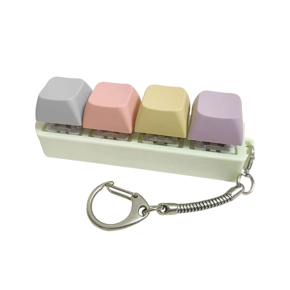 Clearance! Keyboard Fidget Toy - 4-Button Morandi Color Clicker Keychain, Stress Relief Fidget Keyboard for Adults, Clicky Sound with Muted Tones