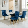 thumbnail image 6 of Upholstered High-end Dining Chairs,Tufted Side Chair with Golden Stainless Steel Plating Legs,Nailhead & Back Ring Pull Trim, Kitchen Dining Room Furniture,Tufted Dining Chairs(Blue,Set of 6), 6 of 11