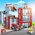 thumbnail image 3 of Honchoes City Fire Station Building Set Truck Helicopter for Boys Compatible with Lego 748Pcs, 3 of 8