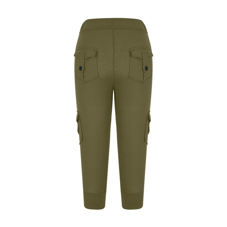 Capri Yoga Pants for Women Cargo Workout Sweat Pants Jogging Hiking Stretchy  Leggings Slacks Capris with Pockets 