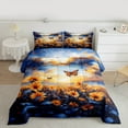 thumbnail image 2 of Castle Fairy Floral Sunflower 3 Pieces Queen Comforter Set,Flying Butterfly Ultra Soft Bedding Sets,Blue Orange Bedding Comforter Set,Super Cozy Flower Room Decor,Reversible, 2 of 8