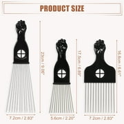 Unique Bargains 3Pcs Metal Hair Pick Metal African Hair Picks for Women and Men 9.06x2.83 6.89x2.20 6.61x2.83