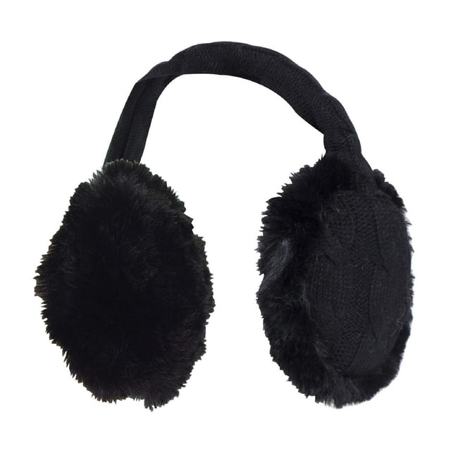 Heat Holders - Ladies Winter Warm Knitted Ear Muffs | Faux Fur | Cold Weather