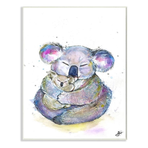 Stupell Industries Colorful Cute Koala Family Animal Watercolor Painting Wall Plaque by Marc Allante