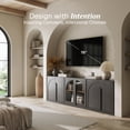 thumbnail image 3 of BELLEZE Modular 3-Piece Set Storage Cabinet, 2 Arched Wood Accent Cabinet and Display Glass Door Storage with Adjustable Shelf, Freely Configurable Sideboard for Living Room Kitchen, Ebony, 3 of 7