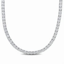 AMOUR 33 CT TGW Created White Sapphire Tennis Necklace In Sterling Silver