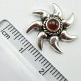 thumbnail image 3 of SilverStarJewel 925 Pure Silver Real Red Fired Carnelian Sun Studs Traditional Earrings 0.7", 3 of 3