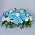 thumbnail image 4 of Outdoor Cemetery Flower Arrangement - Large Silk Rose Headstone Saddle, Fade-Resistant Grave Decor for Tombstones - Beautiful Memorial Flowers That Never Wilt, 4 of 5
