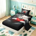 thumbnail image 2 of meiyoeat Cute Kitten Heart Twin Sheets,Cartoon Print Bedding,3 Pieces1 Flat Sheet, 1 Fitted Sheet and 1 Pillowcase, 2 of 6