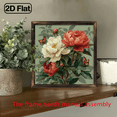 thumbnail image 5 of 2D Flat, 1pc 8x8 Inch Rustic Farmhouse Floral Wall Art with Wooden Frame - Vibrant Red Peonies, Butterflies Green Foliage, Bedroom, Decorative plaque., 5 of 9