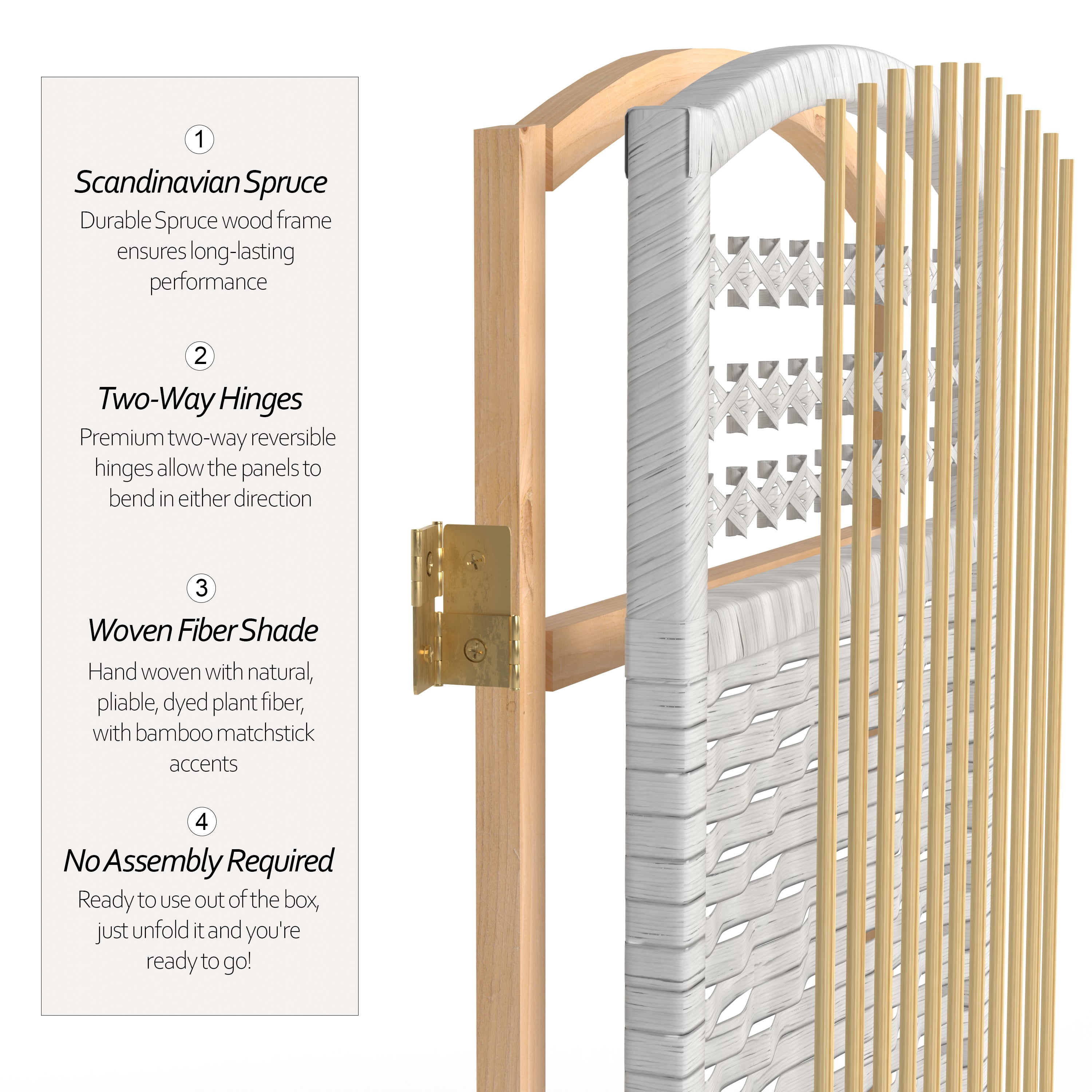 Red Lantern 5 1/2 ft. Tall Fiber Weave Room Divider - White - 5 Panel