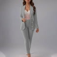 thumbnail image 2 of GILIGEGE Two Piece Sets for Women Women's Autumn Winter Solid Color Buttoned Slim Fit Cardigan Suit Jacket Suit Pants Two Piece Set Grey Xxl, 2 of 6
