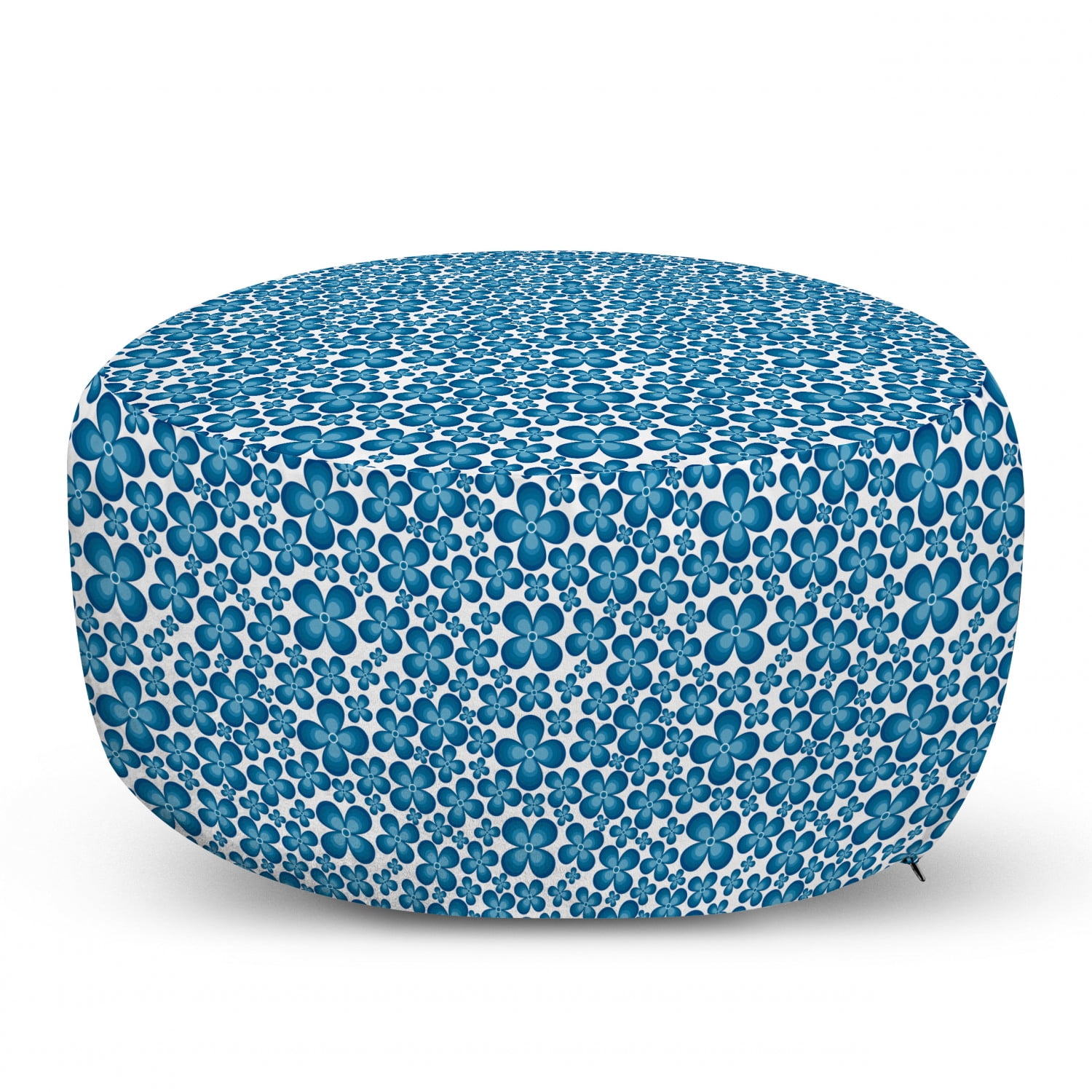 Petrol Blue and White 25 Ambesonne Modern Rectangle Pouf Botanical Design Leafy Branches on Monochromatic Background Illustration Under Desk Foot Stool for Living Room Office Ottoman with Cover