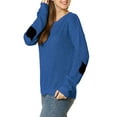 thumbnail image 5 of Allegra K Women's Drop Shoulder Elbow Cat Patch Loose Pullover Sweater, 5 of 7