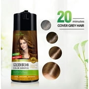 Herbishh Golden Brown PPD-Free Hair Color Shampoo for Gray Hair, Hair Dye Shampoo 3 in 1, 100% Gray Coverage, Permanent Hair Color for Men & Women, Ammonia-free, 400 ml