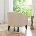 thumbnail image 6 of 29" W Modern Faux Vegan Leather Barrel Chair, PU Upholstered Tufted Accent Club Chairs with Nailhead Trim, Small Armchair for Living Room Bedroom Apartment Lounge Nursery, Cream, 6 of 12