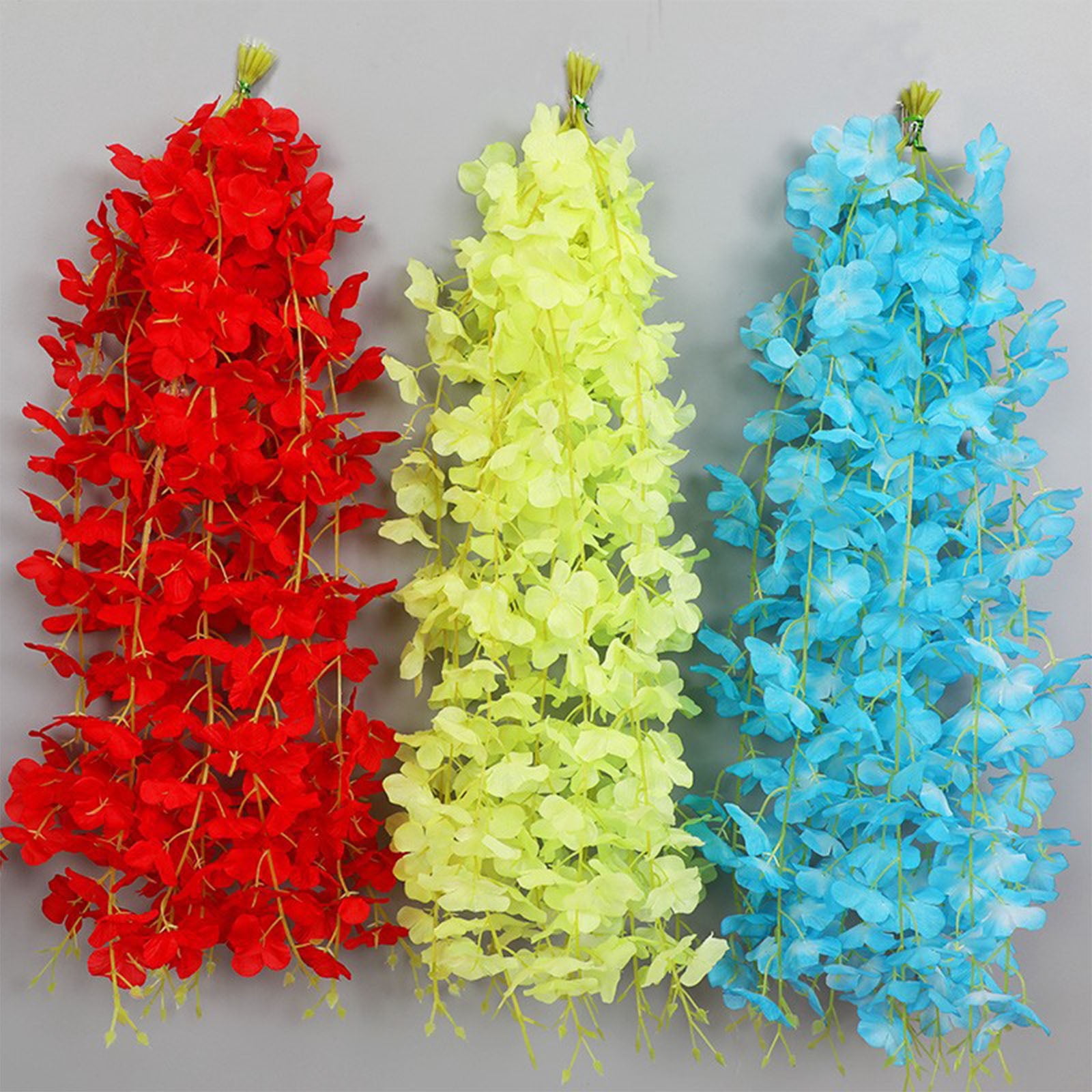 ERTZAE Yellow 23.62" Wisteria Vines Silk,Artificial Flowers,Wisteria Vines Hanging Flowers Silk Wisteria String For Home Garden Party Wedding Decor,Wedding Arch Floral Party Garden Ceremony