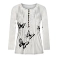 thumbnail image 5 of YOTAMI Women's Printed Long Sleeve Shirt Ruffled Plus Size Blouse for Casual Wear Button V-Neck Fall Tops Multicolor XXL, 5 of 5