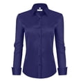 thumbnail image 1 of Camisa de vestir Siliteelon para mujer, manga larga, con botones, azul marino, 1 of 5