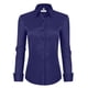 thumbnail image 1 of Camisa de vestir Siliteelon para mujer, manga larga, con botones, azul marino, 1 of 5