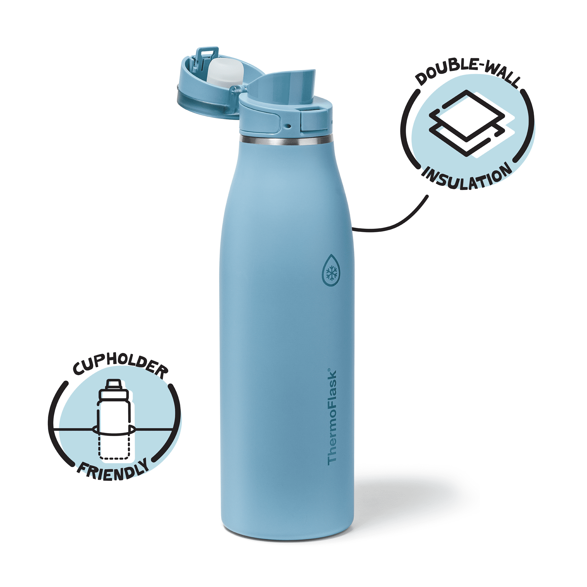 ThermoFlask Traveler 25 oz Insulated Travel Coffee Mug, Durable Stainless Steel, BPA-Free, Dishwasher Safe, Shaded Teal