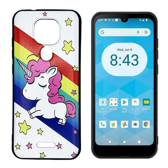 For Ans Artia ACK2326 TPU 1-Piece Flexible Skin Cover Phone Case   Tempered Glass - TPU Unicorn Design