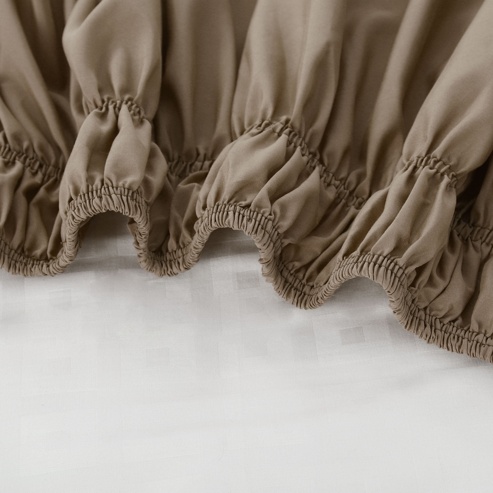 PiccoCasa Bed Skirt Polyester Elastic Wrap Around Dust Ruffle, Twin Brown