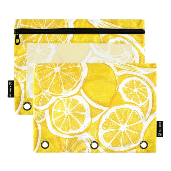 ALAZA 2 Pack Pencil Pouch Lemon Fruits Pencil Case for 3 Ring Binder Clear Window Pencil Bag Organizers