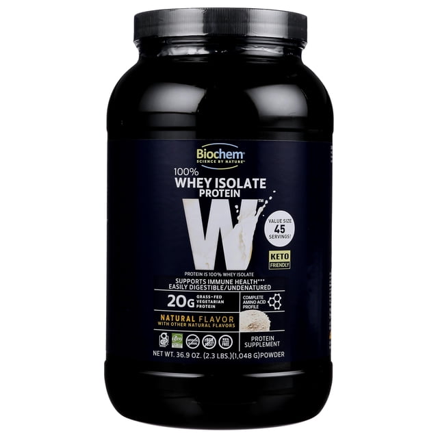 Proteína en polvo Biochem 100% Whey Isolate, 1,09 kg, 20 g de proteína