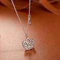 thumbnail image 3 of AOBOCO Sterling Silver Yoga Lotus Flower Necklace for Women with Inspirational Quote on Gift Card, Om Lotus Sideways Necklace Happy Birthday Gifts for Mom Daughter, 3 of 6
