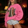 thumbnail image 2 of Yuhangmm Halloween Sweatshirts for Women Halloween Graphic Hoodless Sweatshirt Cozy Casual Pullover for Autumn Seasonal Parties Pink M, 2 of 4