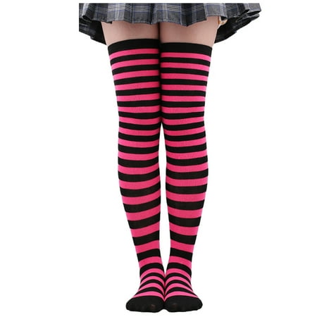 

Socks Christmas High Long Stockings Over Knee Socks Christmas Cosplay Party Costumes Socks Knee High Long Striped Stocking Socks 1 Pair Hot Pink