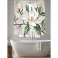 thumbnail image 6 of Flowers Leaves Semi Sheer Window Curtains 72 Inches Long, Farmhouse White Botanical Magnolia Retro Rod Pocket Voile Silky Chiffon Curtain Light Filtering Drapes for Living Room, 52"x72", 2 Panels, 6 of 9