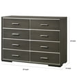 thumbnail image 3 of Benjara 8 Drawer Wooden Dresser with Mirror Trim Accents, Gray, 3 of 3