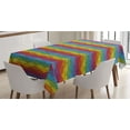 thumbnail image 1 of Abstract Tablecloth, Geometric Colorful Waves Seigaiha Pattern, Rectangle Satin Table Cover Accent for Dining Room and Kitchen, 60" X 84", Multicolor, by Ambesonne, 1 of 2