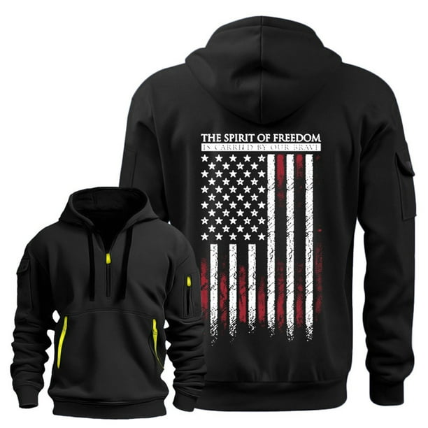 WILLBEST Sudaderas Hombre Sudadera con Capucha De Manga Larga con Estampado De Tendencia y Media Cremallera con Bolsillo para Hombre XXGrande
